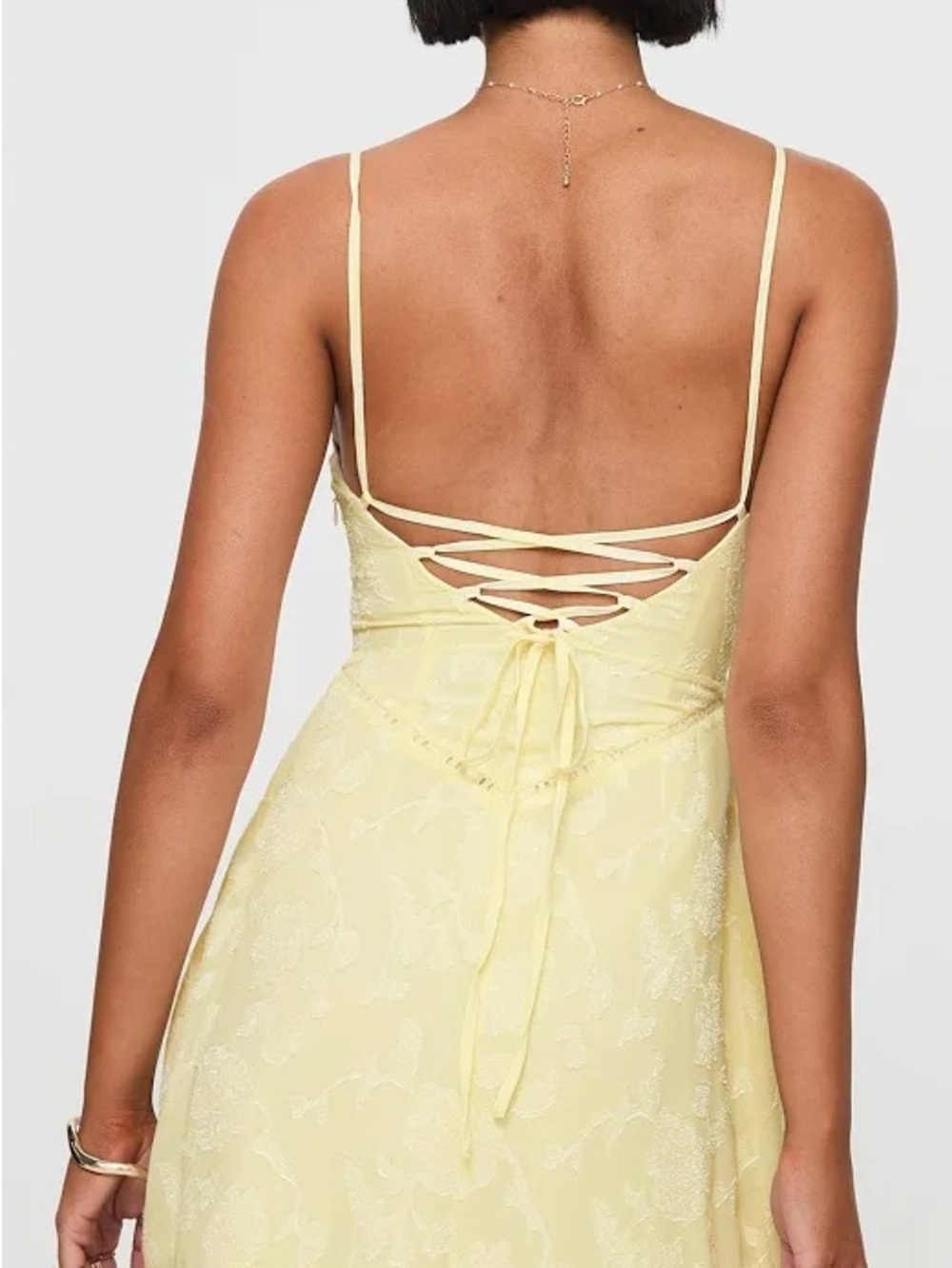 Yellow Lace Mini Dress Princess Polly - Picture 4 of 4